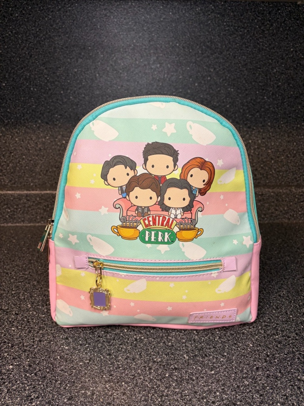 FRIENDS Central Perk Pastel Stripe Mini Backpack - Mint, Pink, Yellow